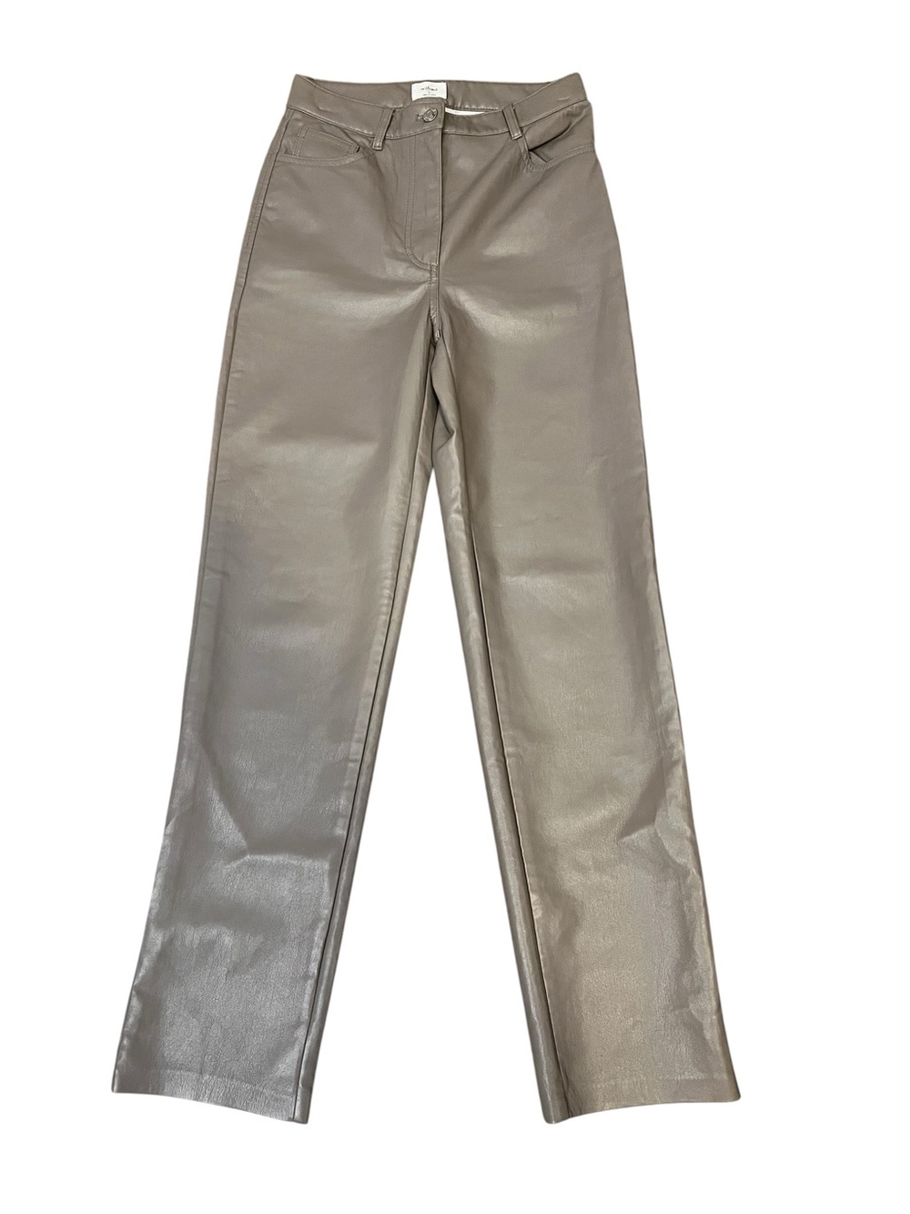 Aritzia Wilfred vegan Leather Pants in light taupe size 2 EUC